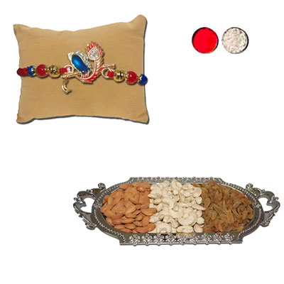 "RAKHI -AD 4090 A (Single Rakhi), Dryfruit Thali - code RD200 - Click here to View more details about this Product